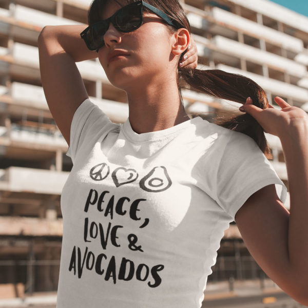 Avocadista Peace Love Avocados Vegan Plantbased T-Shirt