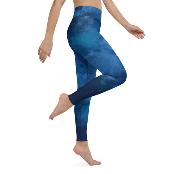 Watercolor Deep Blue Yoga Leggings Tights Pants Active Wear Pilates