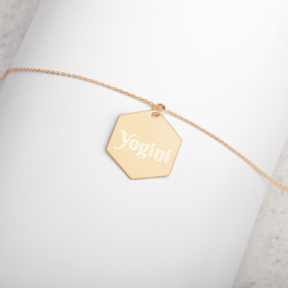 Avocadista Yogini Hexagon Engraved Necklace Yoga Jewelry Schmuck Kette