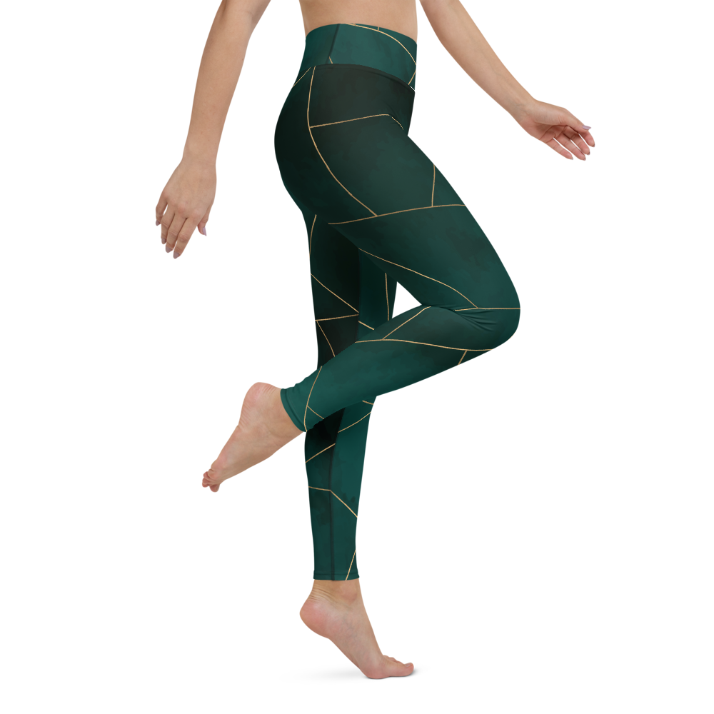 Green Mosaic Yoga Leggings Pants Active Wear Pilates