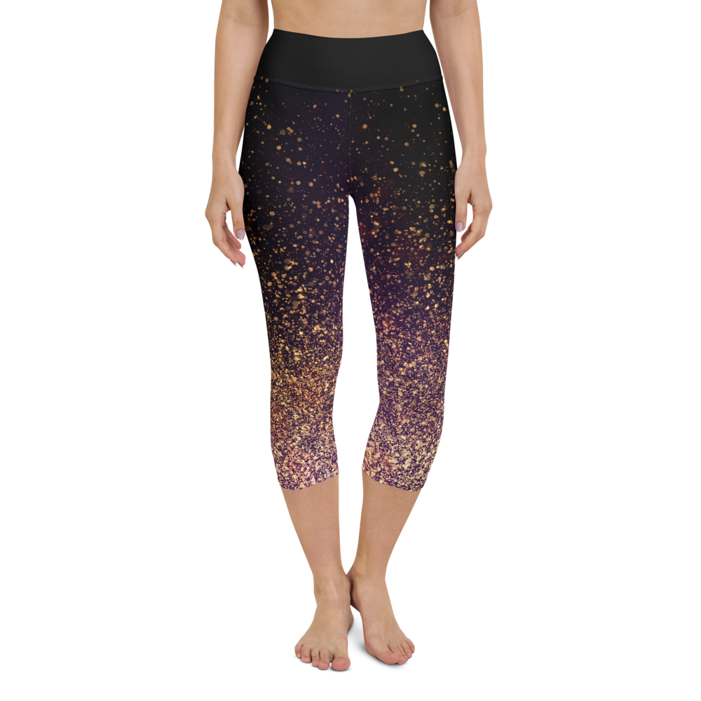 Gold Dust Yoga Capri Leggings Pants