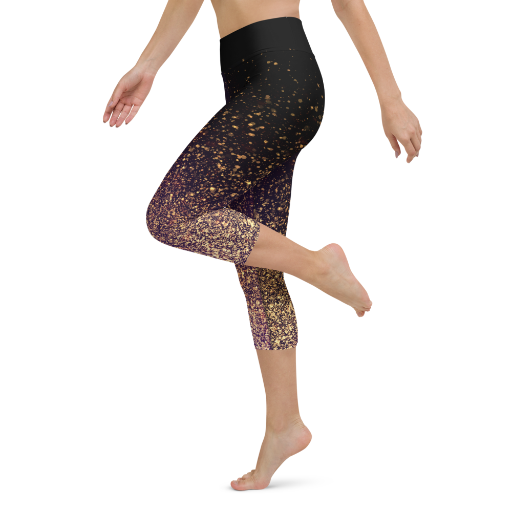 Gold Dust Yoga Capri Leggings Pants