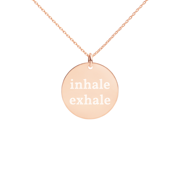 Inhale Exhale Silver Disc Chain Necklace 18k rose gold