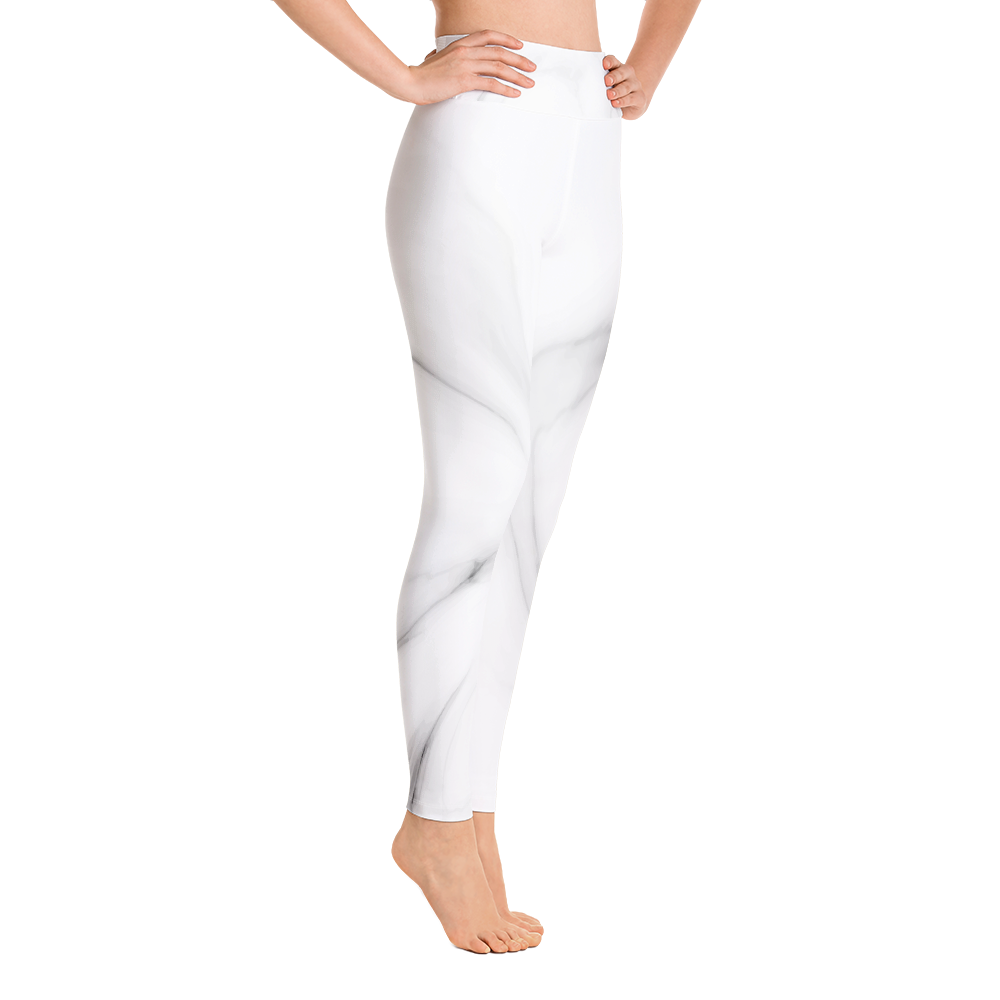 White Marble Yoga Leggings Pants Active Wear Pilates