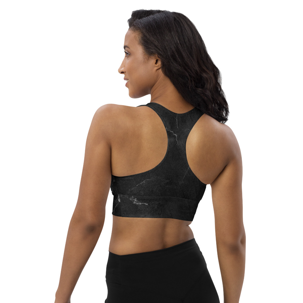 Black Marble Yoga Sports bra Active Wear Pilates