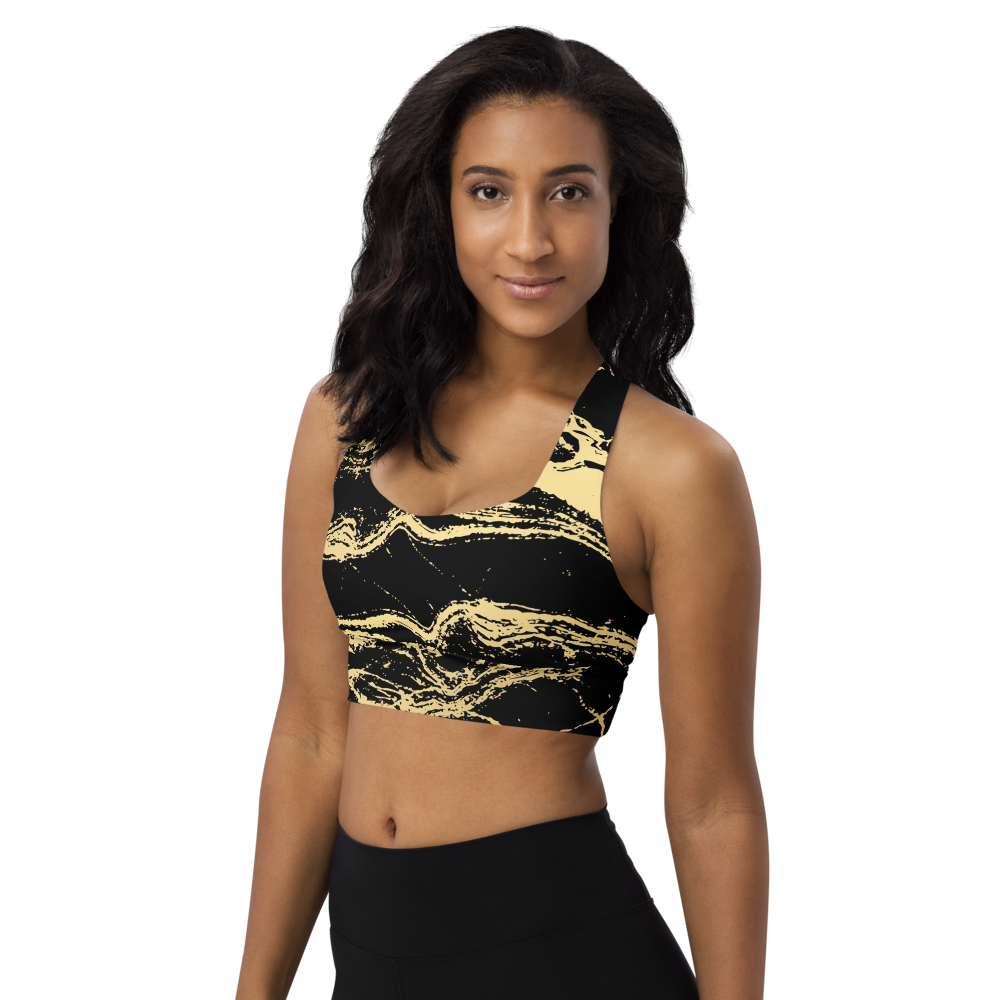 Golden Marble Longline Sports Bra - Avocadista